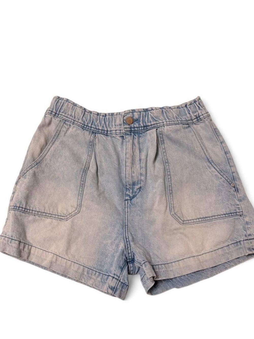 DL1961 Light Blue Elastic Waist Denim Shorts